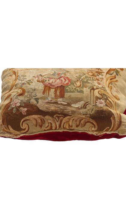 1 x 1 Antique French Aubusson Tapestry Cushion 79198