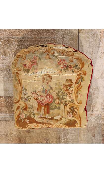 1 x 1 Antique French Aubusson Tapestry Cushion 79198