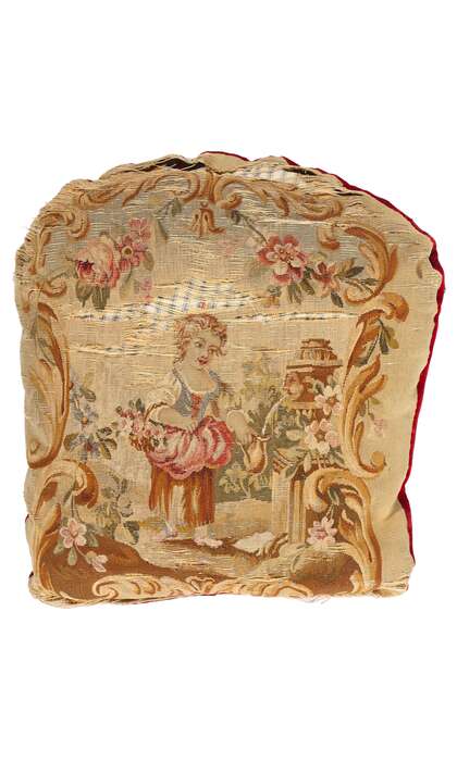 1 x 1 Antique French Aubusson Tapestry Cushion 79198