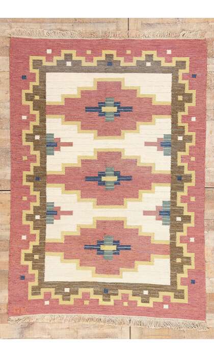 5 x 8 Greta Kruse Vintage Swedish Rollakan Rug 79038