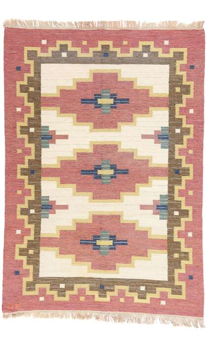 5 x 8 Greta Kruse Vintage Swedish Rollakan Rug 79038