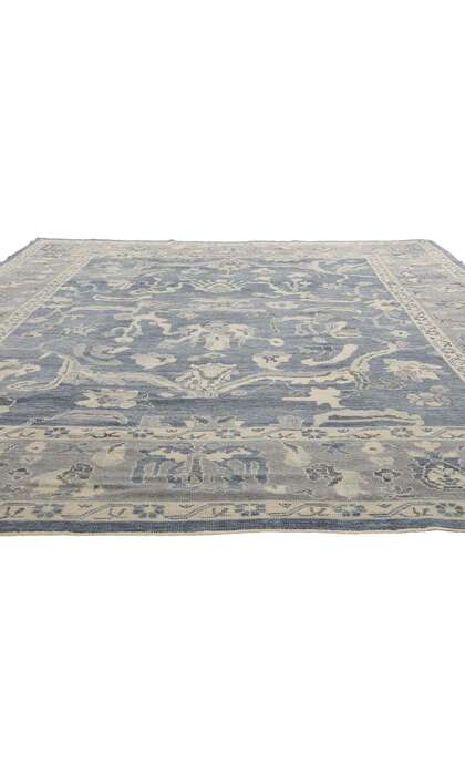 10 x 14 Modern Blue Turkish Oushak Rug 52905