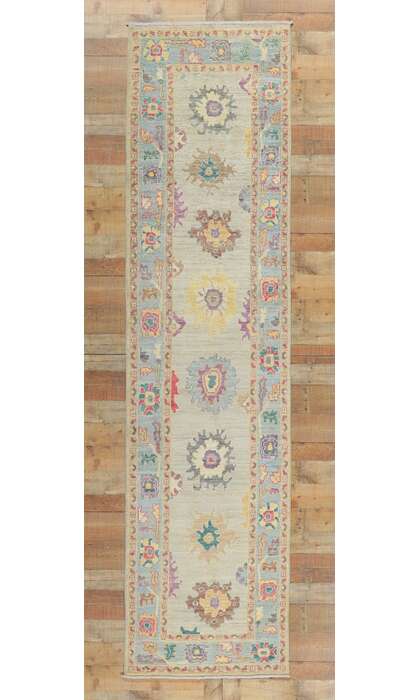 3 x 12 Modern Colorful Oushak Rug Runner 80966