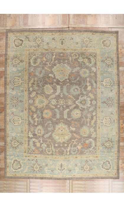 12 x 15 Modern Earth-Tone Turkish Oushak Rug 53157