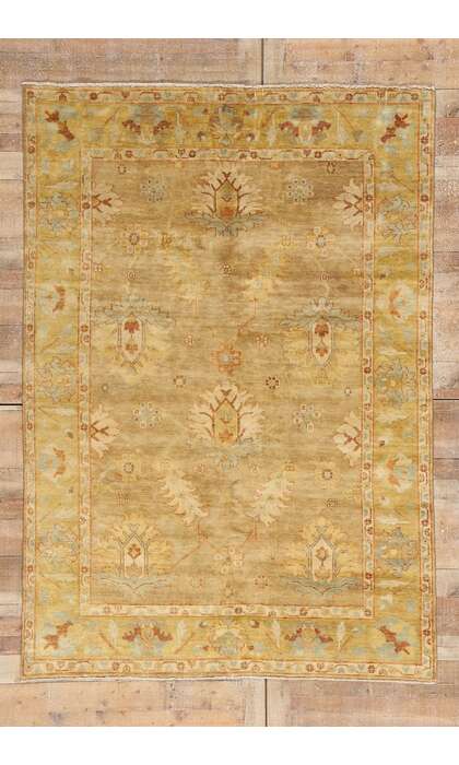 6 x 9 Modern Earth-Tone Oushak Rug 79195