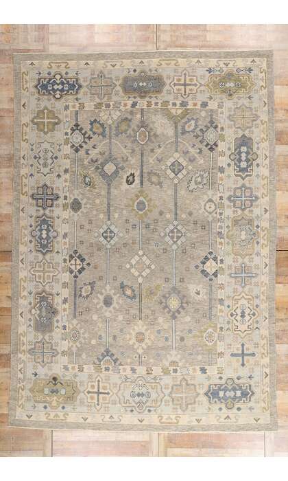 10 x 14 Modern Gray Turkish Oushak Rug 52890