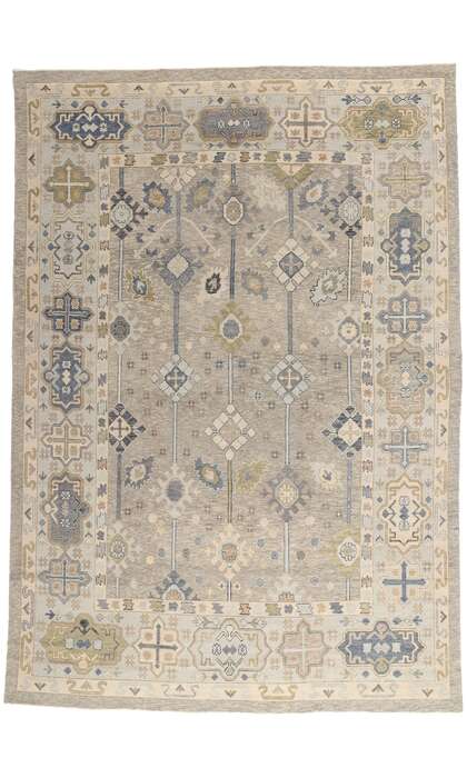 10 x 14 Modern Gray Turkish Oushak Rug 52890