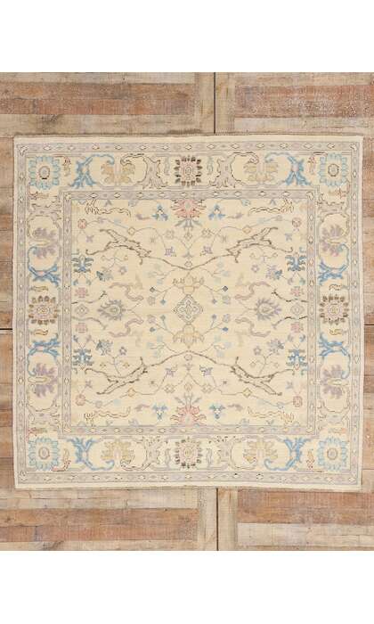 6 x 6 Modern Ivory Oushak Rug 79196