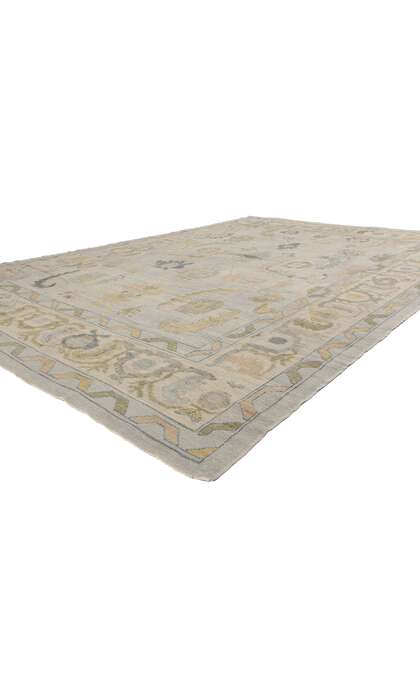 10 x 14 Modern Muted Blue Turkish Oushak Rug 52869