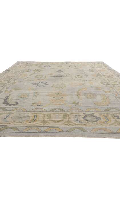 10 x 14 Modern Muted Blue Turkish Oushak Rug 52869