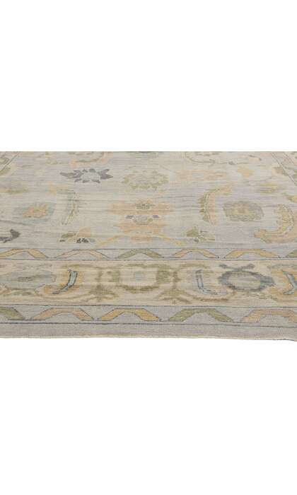 10 x 14 Modern Muted Blue Turkish Oushak Rug 52869