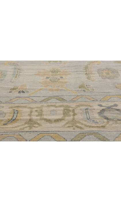 10 x 14 Modern Muted Blue Turkish Oushak Rug 52869