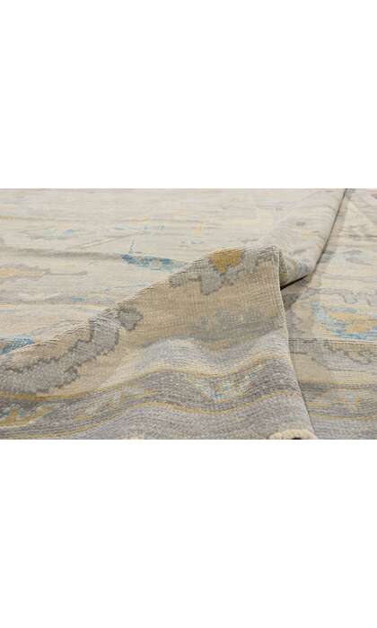 10 x 15 Modern Muted Blue Turkish Oushak Rug 52874