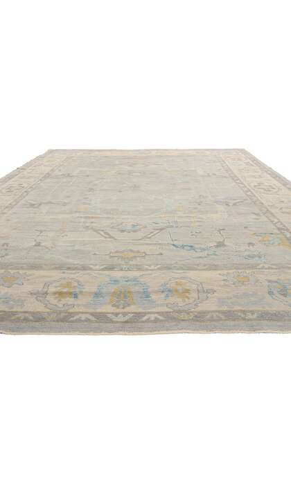 10 x 15 Modern Muted Blue Turkish Oushak Rug 52874