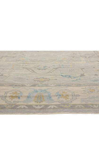 10 x 15 Modern Muted Blue Turkish Oushak Rug 52874