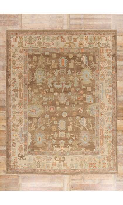 10 x 13 Modern Earth-Tone Turkish Oushak Rug 50853