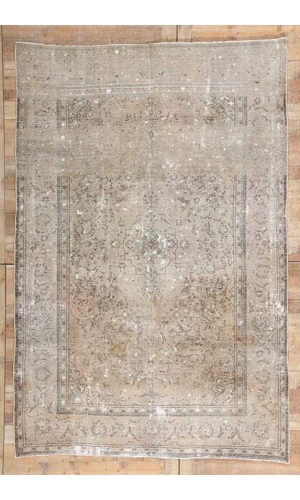 6 x 10 Distressed Vintage Persian Tabriz Rug 78588