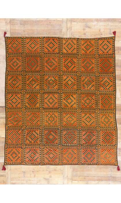 8 x 9 Antique Silk Shishedar Phulkari Textile 79206