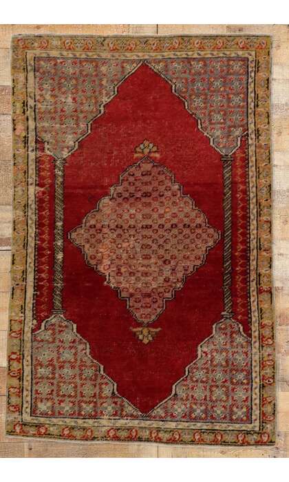 3 x 4 Antique Turkish Oushak Prayer Rug 51736