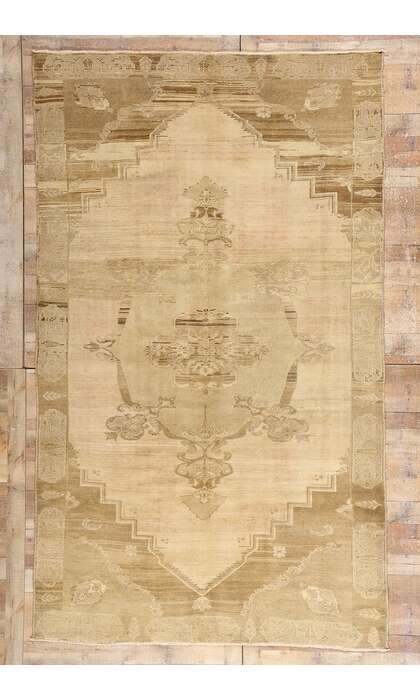 6 x 11 Vintage Earth-Tone Turkish Oushak Rug 51381