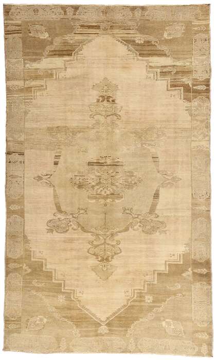 6 x 11 Vintage Earth-Tone Turkish Oushak Rug 51381