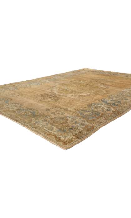 7 x 10 Vintage Earth-Tone Turkish Oushak Rug 73755