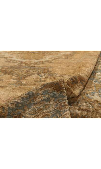 7 x 10 Vintage Earth-Tone Turkish Oushak Rug 73755