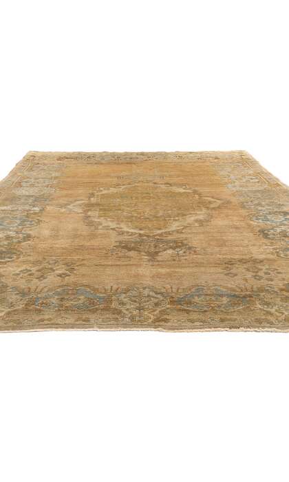 7 x 10 Vintage Earth-Tone Turkish Oushak Rug 73755