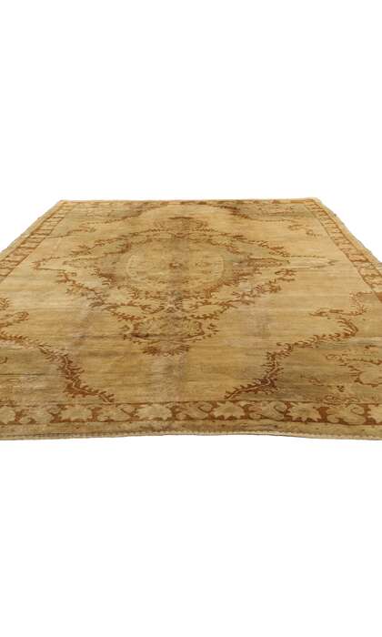 7 x 11 Vintage Earth-Tone Turkish Oushak Rug 50448