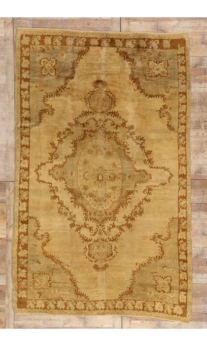 7 x 11 Vintage Earth-Tone Turkish Oushak Rug 50448