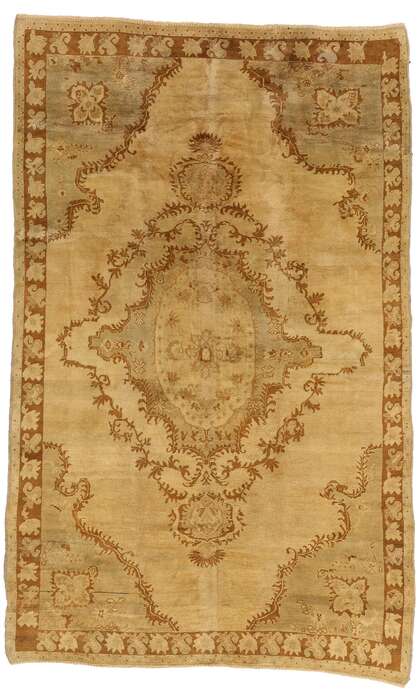 7 x 11 Vintage Earth-Tone Turkish Oushak Rug 50448