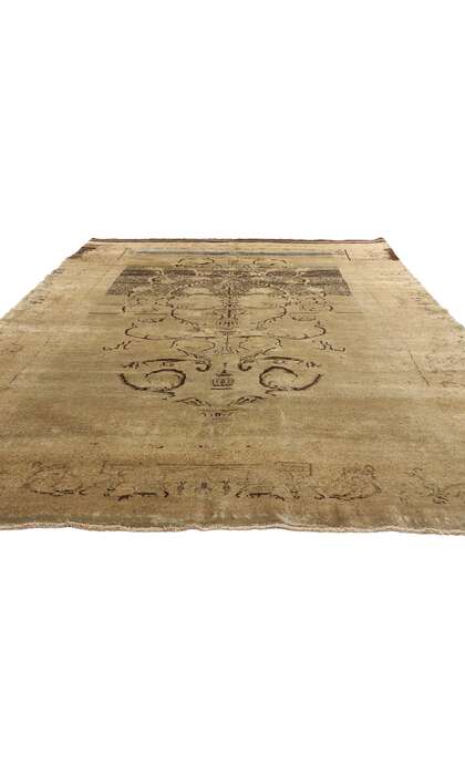 7 x 11 Vintage Earth-Tone Turkish Oushak Rug 51454