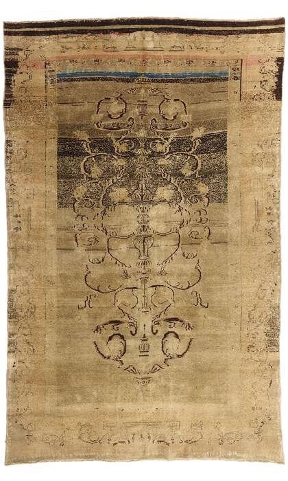 7 x 11 Vintage Earth-Tone Turkish Oushak Rug 51454