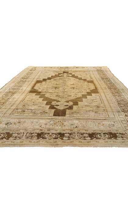 7 x 12 Vintage Earth-Tone Turkish Oushak Rug 73946
