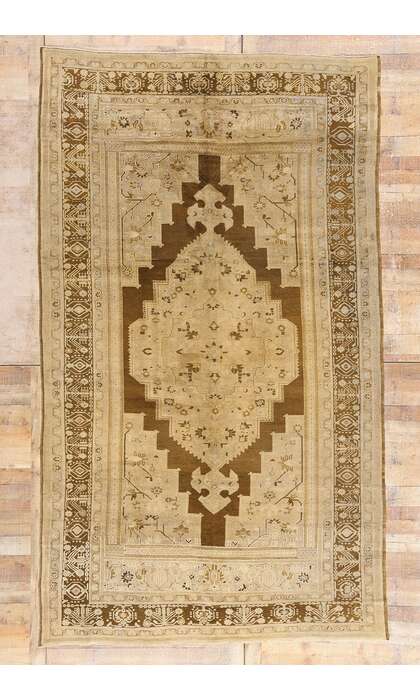 7 x 12 Vintage Earth-Tone Turkish Oushak Rug 73946