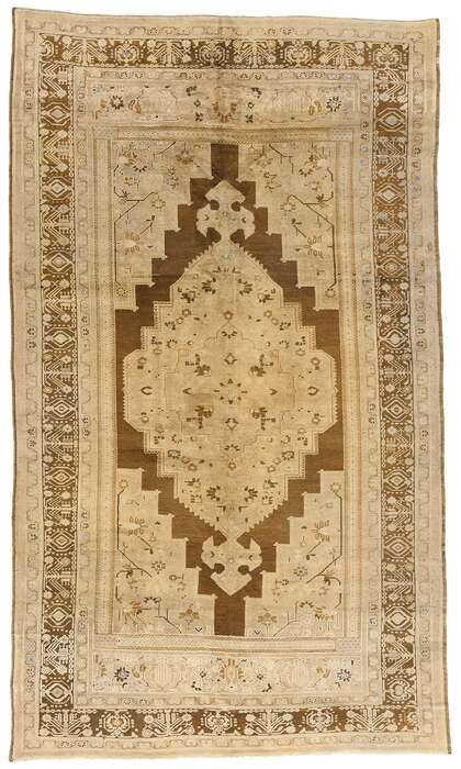 7 x 12 Vintage Earth-Tone Turkish Oushak Rug 73946