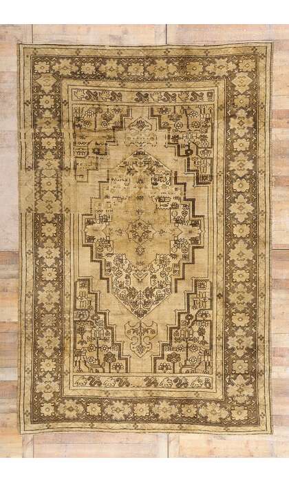 8 x 12 Vintage Earth-Tone Turkish Oushak Rug 74073