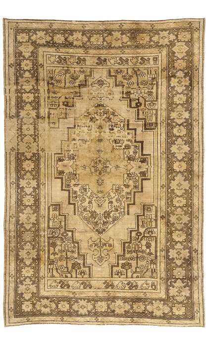 8 x 12 Vintage Earth-Tone Turkish Oushak Rug 74073