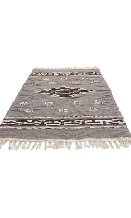 4 x 7 Vintage Gray Mexican Zapotec Rug 79193