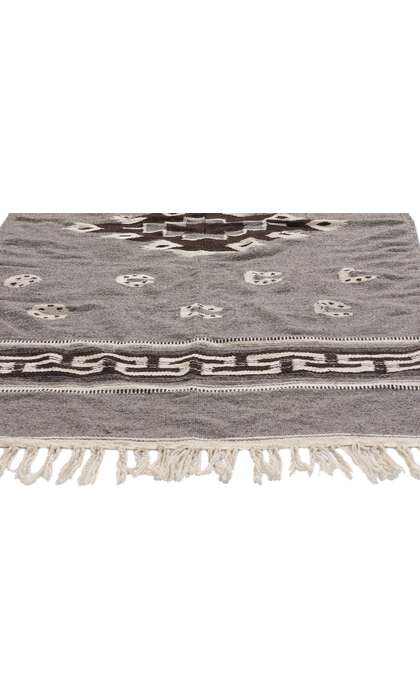 4 x 7 Vintage Gray Mexican Zapotec Rug 79193