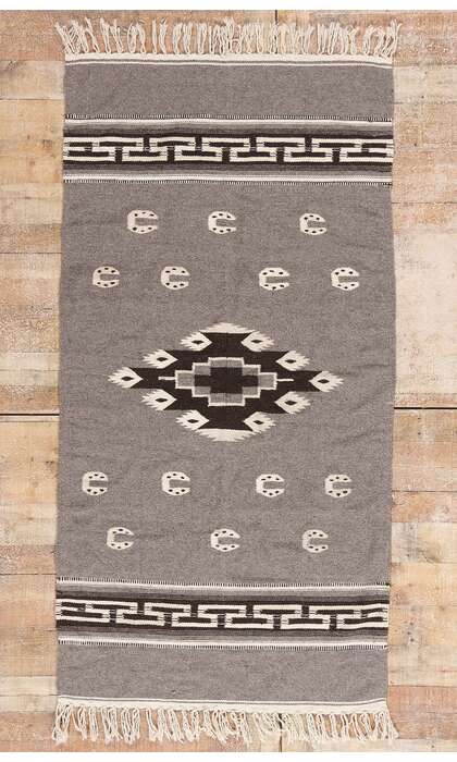 4 x 7 Vintage Gray Mexican Zapotec Rug 79193