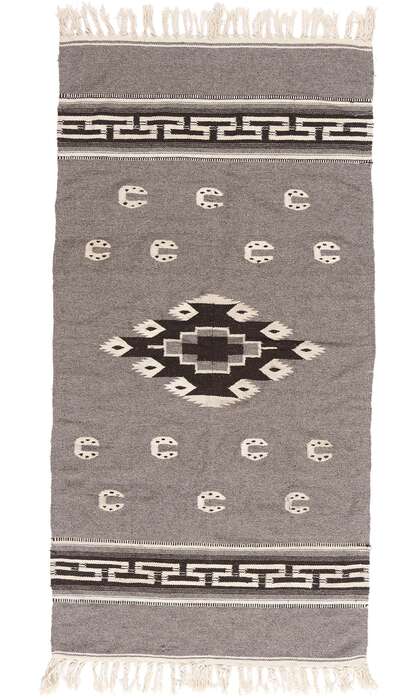 4 x 7 Vintage Gray Mexican Zapotec Rug 79193