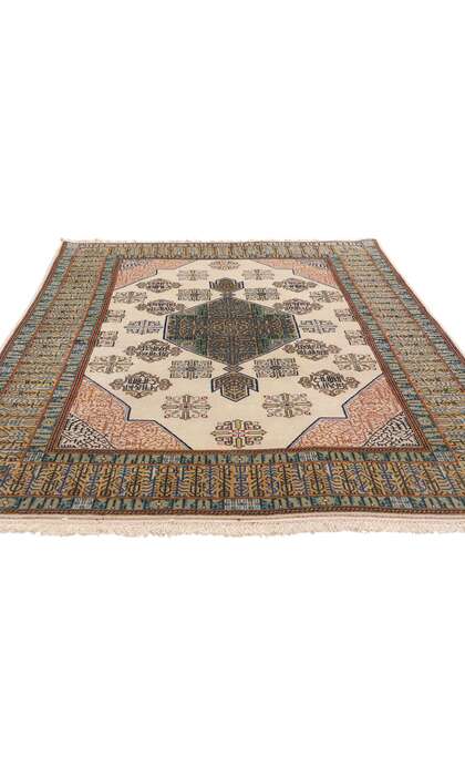 4 x 7 Vintage Ivory Persian Nain Rug 79190