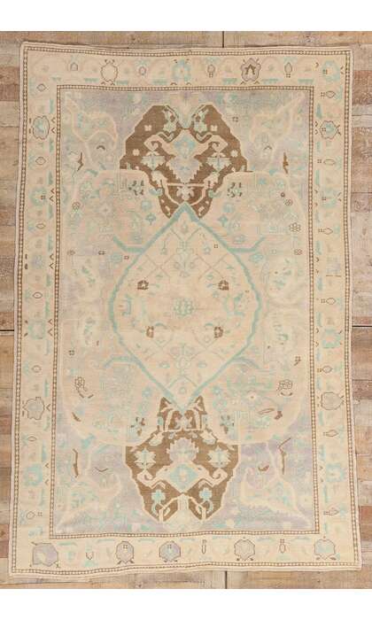 6 x 9 Vintage Pastel Turkish Oushak Rug 52965