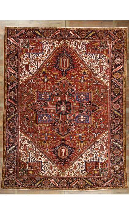 10 x 13 Antique Persian Heriz Rug 77030