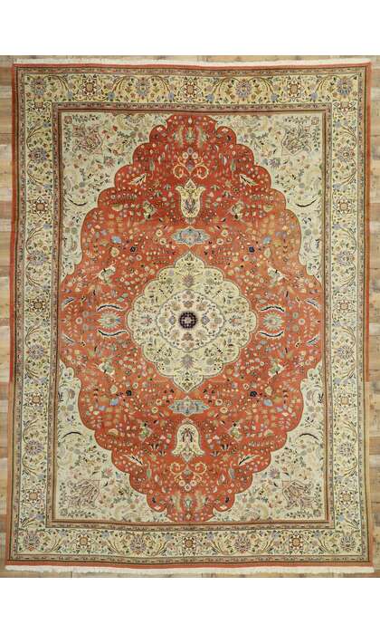 11 x 15 Vintage Persian Tabriz Hunting Rug 77353