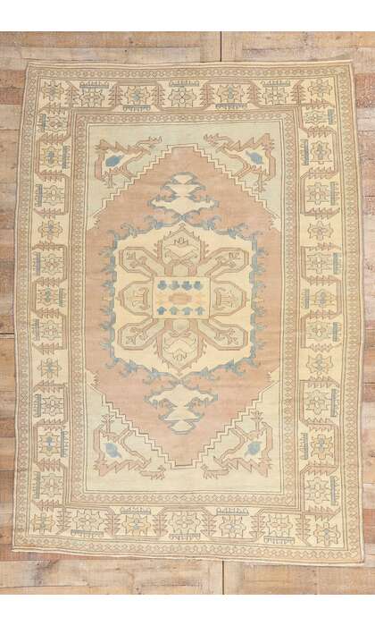 6 x 8 Vintage Pink Turkish Oushak Rug 53724