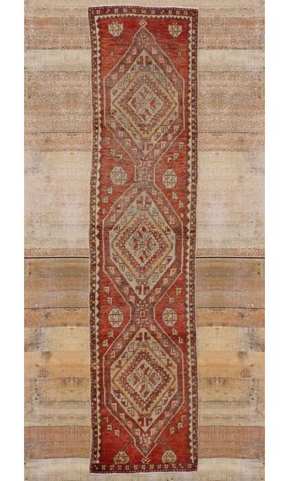 2 x 8 Vintage Turkish Oushak Rug Runner 52087