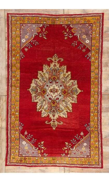 7 x 10 Vintage Red Turkish Oushak Rug 73774