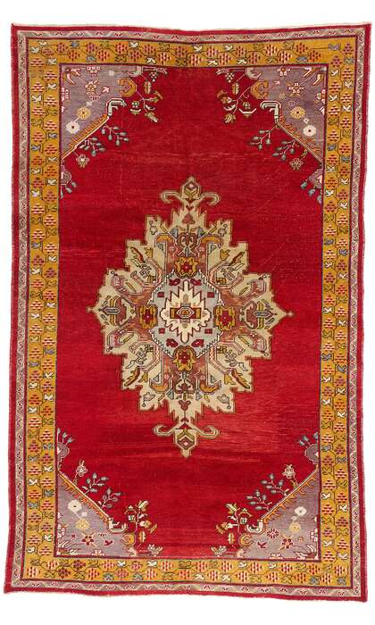 7 x 10 Vintage Red Turkish Oushak Rug 73774